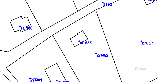 Parcela st. 555 v KÚ Kunratice u Cvikova, Katastrální mapa
