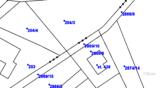 Parcela st. 2869/16 v KÚ Kunratice u Cvikova, Katastrální mapa