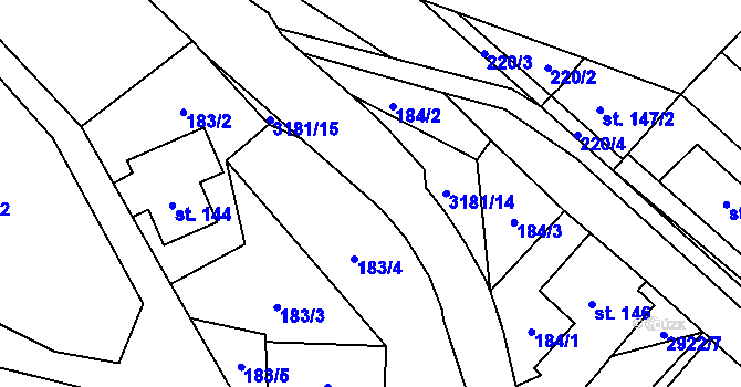 Parcela st. 3181/11 v KÚ Kunratice u Cvikova, Katastrální mapa