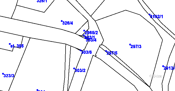 Parcela st. 2971/2 v KÚ Kunratice u Cvikova, Katastrální mapa