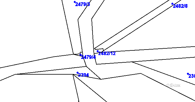 Parcela st. 2482/12 v KÚ Kunratice u Cvikova, Katastrální mapa