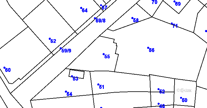 Parcela st. 55 v KÚ Kunštát na Moravě, Katastrální mapa