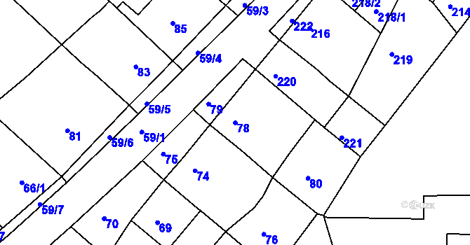 Parcela st. 78 v KÚ Kunštát na Moravě, Katastrální mapa