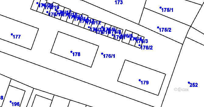 Parcela st. 176/1 v KÚ Kunštát na Moravě, Katastrální mapa