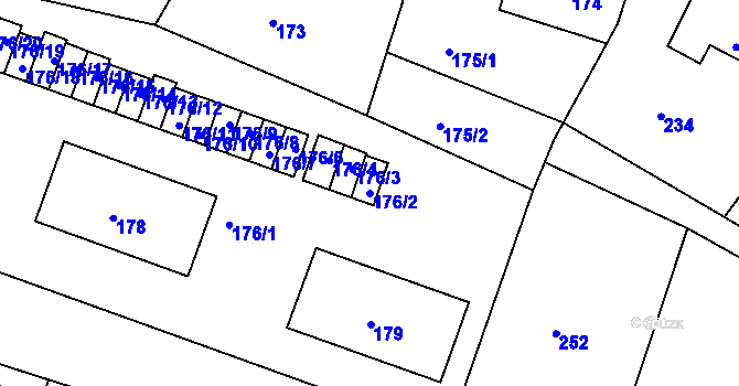Parcela st. 176/2 v KÚ Kunštát na Moravě, Katastrální mapa