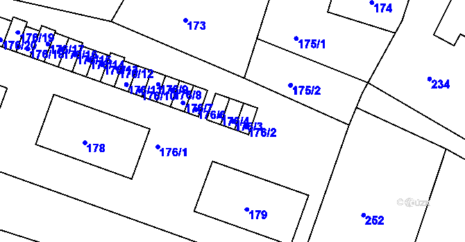 Parcela st. 176/3 v KÚ Kunštát na Moravě, Katastrální mapa
