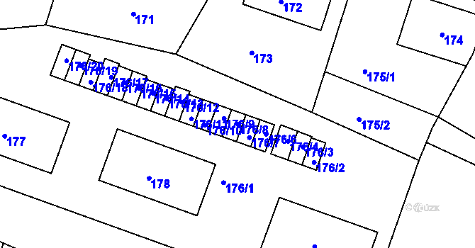Parcela st. 176/8 v KÚ Kunštát na Moravě, Katastrální mapa