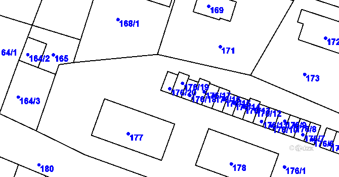 Parcela st. 176/20 v KÚ Kunštát na Moravě, Katastrální mapa