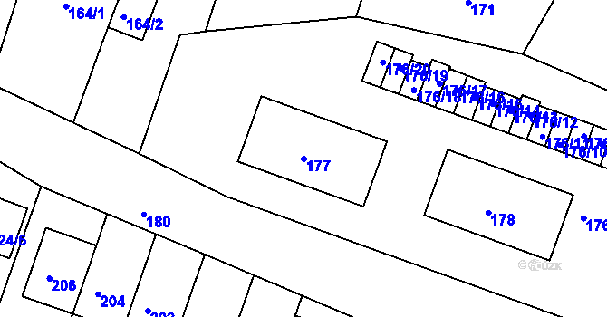 Parcela st. 177 v KÚ Kunštát na Moravě, Katastrální mapa