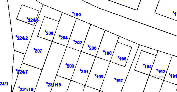 Parcela st. 200 v KÚ Kunštát na Moravě, Katastrální mapa