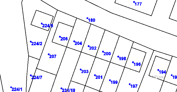 Parcela st. 202 v KÚ Kunštát na Moravě, Katastrální mapa