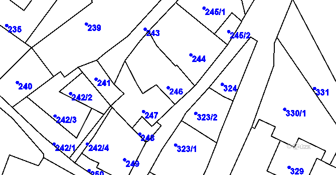 Parcela st. 246 v KÚ Kunštát na Moravě, Katastrální mapa