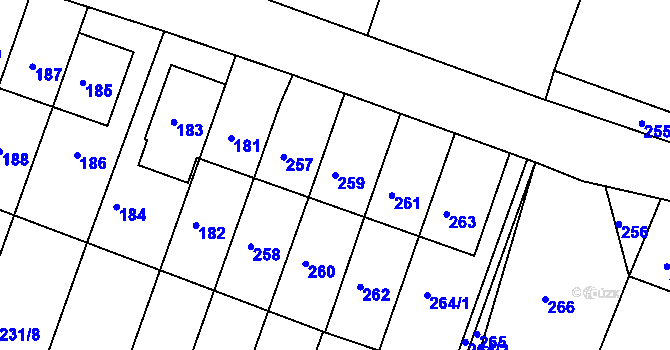 Parcela st. 259 v KÚ Kunštát na Moravě, Katastrální mapa