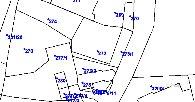 Parcela st. 272 v KÚ Kunštát na Moravě, Katastrální mapa