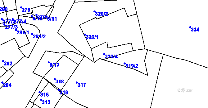 Parcela st. 320/4 v KÚ Kunštát na Moravě, Katastrální mapa