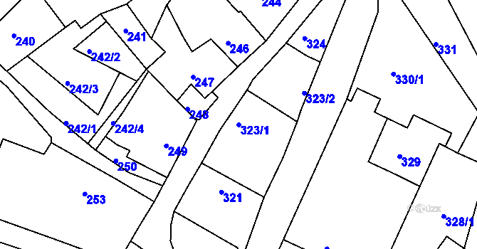 Parcela st. 323/1 v KÚ Kunštát na Moravě, Katastrální mapa