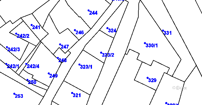 Parcela st. 323/2 v KÚ Kunštát na Moravě, Katastrální mapa