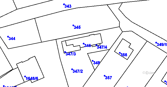 Parcela st. 346 v KÚ Kunštát na Moravě, Katastrální mapa