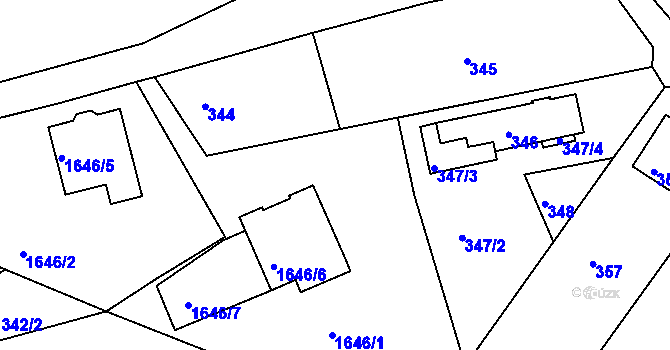 Parcela st. 347/1 v KÚ Kunštát na Moravě, Katastrální mapa