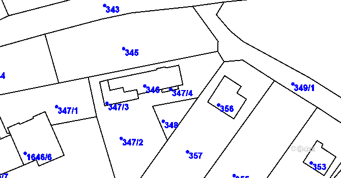 Parcela st. 347/4 v KÚ Kunštát na Moravě, Katastrální mapa