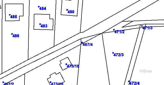 Parcela st. 467/4 v KÚ Kunštát na Moravě, Katastrální mapa