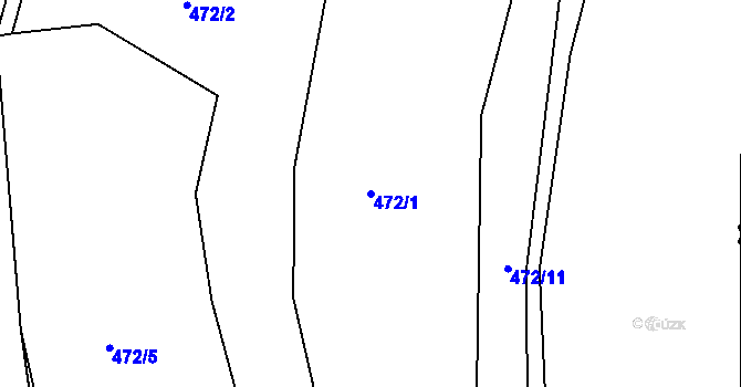 Parcela st. 472/1 v KÚ Kunštát na Moravě, Katastrální mapa