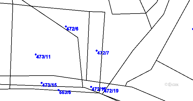 Parcela st. 472/7 v KÚ Kunštát na Moravě, Katastrální mapa