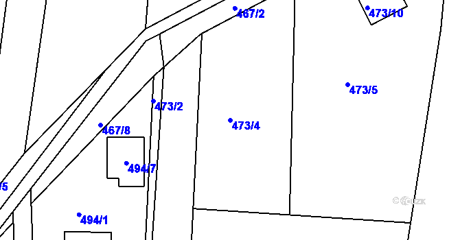 Parcela st. 473/4 v KÚ Kunštát na Moravě, Katastrální mapa