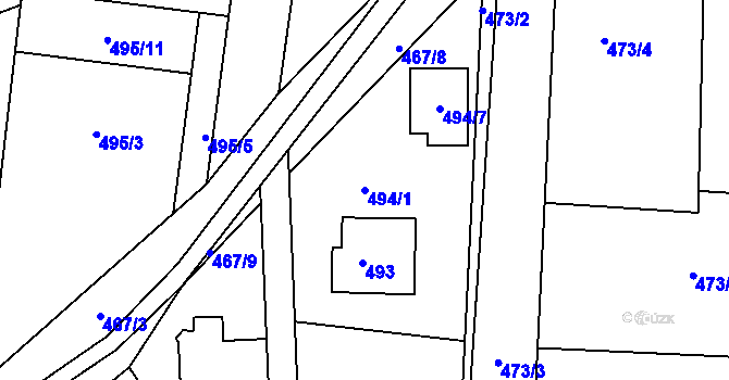 Parcela st. 494/1 v KÚ Kunštát na Moravě, Katastrální mapa