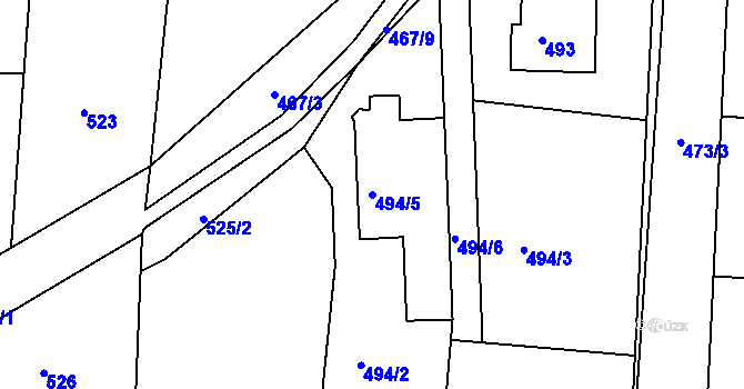 Parcela st. 494/5 v KÚ Kunštát na Moravě, Katastrální mapa