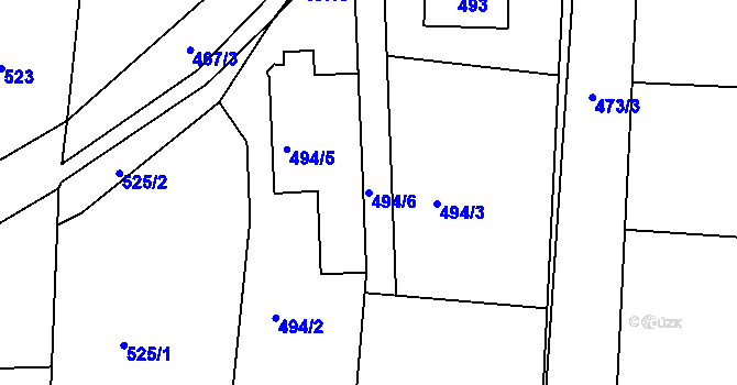 Parcela st. 494/6 v KÚ Kunštát na Moravě, Katastrální mapa