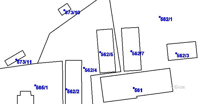 Parcela st. 562/5 v KÚ Kunštát na Moravě, Katastrální mapa