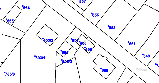 Parcela st. 606 v KÚ Kunštát na Moravě, Katastrální mapa