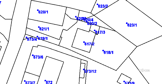 Parcela st. 617 v KÚ Kunštát na Moravě, Katastrální mapa