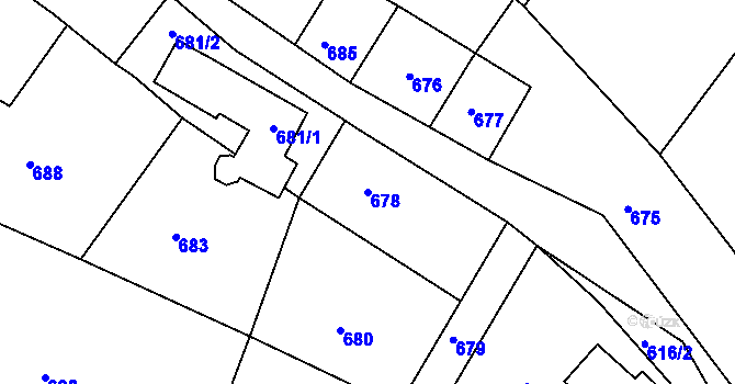 Parcela st. 678 v KÚ Kunštát na Moravě, Katastrální mapa