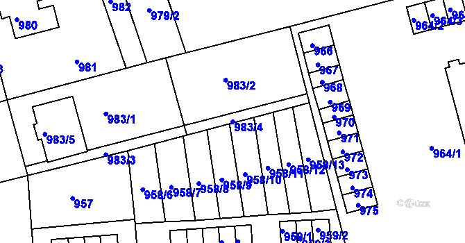Parcela st. 983/4 v KÚ Kunštát na Moravě, Katastrální mapa