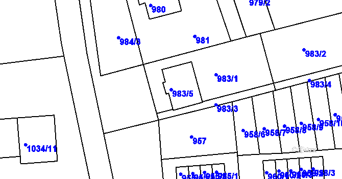 Parcela st. 983/5 v KÚ Kunštát na Moravě, Katastrální mapa