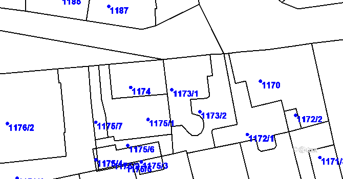 Parcela st. 1173/1 v KÚ Kunštát na Moravě, Katastrální mapa