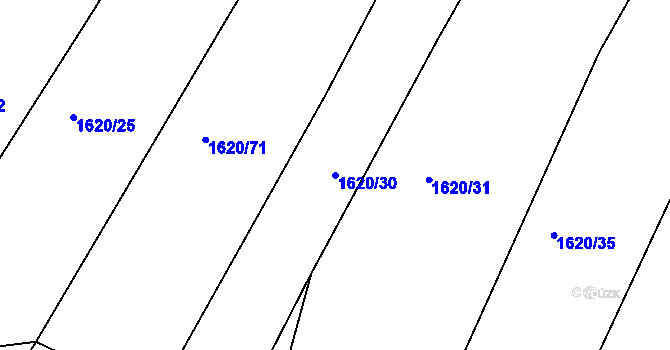 Parcela st. 1620/30 v KÚ Kunštát na Moravě, Katastrální mapa