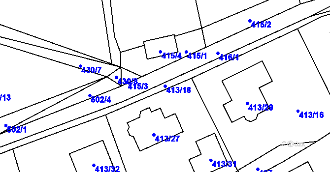 Parcela st. 413/18 v KÚ Kunštát na Moravě, Katastrální mapa