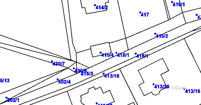 Parcela st. 415/4 v KÚ Kunštát na Moravě, Katastrální mapa