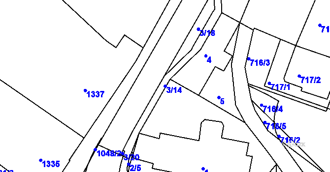 Parcela st. 3/14 v KÚ Kunštát na Moravě, Katastrální mapa