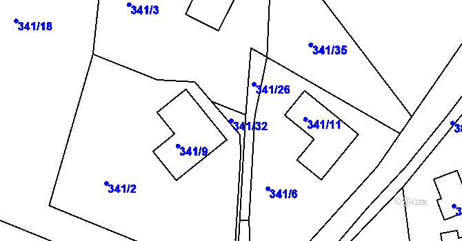 Parcela st. 341/32 v KÚ Kunštát na Moravě, Katastrální mapa