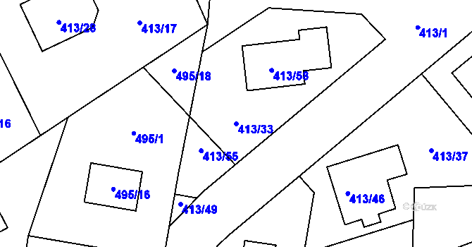 Parcela st. 413/33 v KÚ Kunštát na Moravě, Katastrální mapa