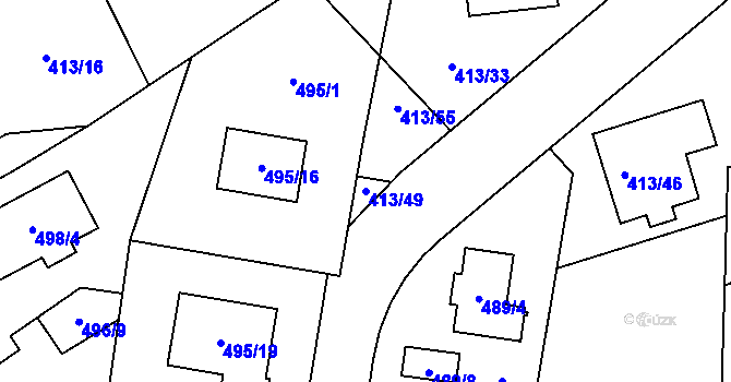 Parcela st. 413/49 v KÚ Kunštát na Moravě, Katastrální mapa