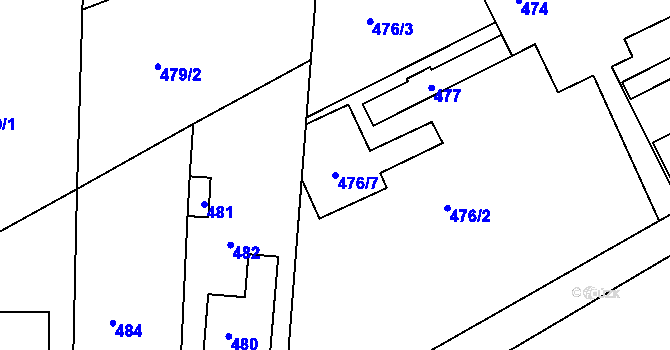 Parcela st. 476/7 v KÚ Kunštát na Moravě, Katastrální mapa