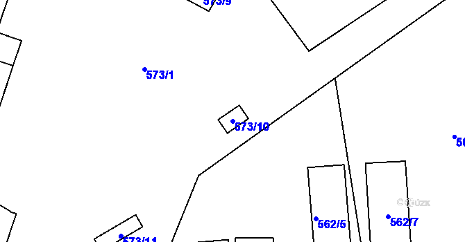 Parcela st. 573/10 v KÚ Kunštát na Moravě, Katastrální mapa