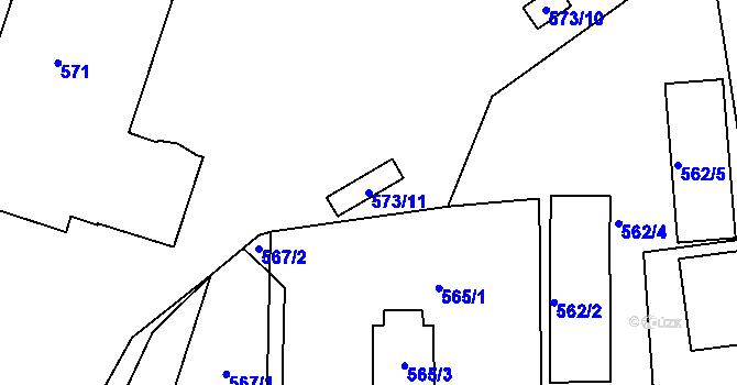 Parcela st. 573/11 v KÚ Kunštát na Moravě, Katastrální mapa