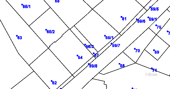 Parcela st. 66/2 v KÚ Kunštát na Moravě, Katastrální mapa