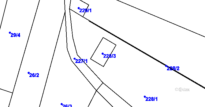 Parcela st. 228/3 v KÚ Kunštát na Moravě, Katastrální mapa